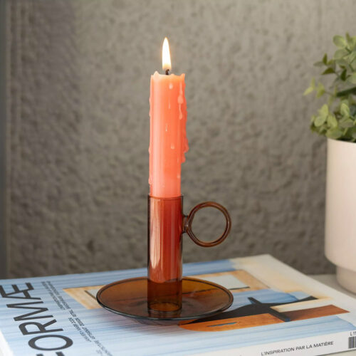Bougeoir en verre retro