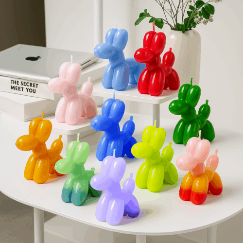 Bougie chien ballon - peinte à la main