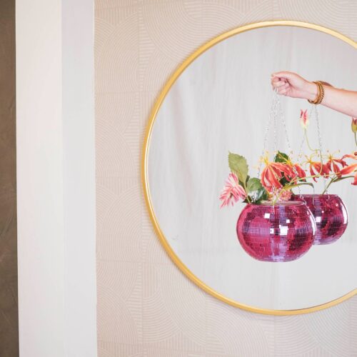 Cache pot suspendu disco - Rose