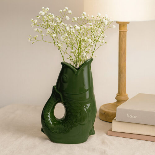 Vase poisson glouglou kaki