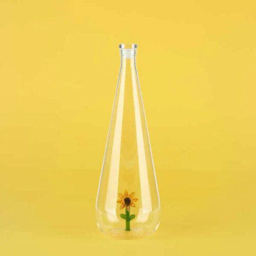 Bouteille en verre à fleur - Tournesol