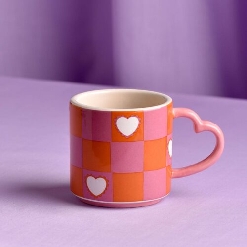 Tasse coeur damier