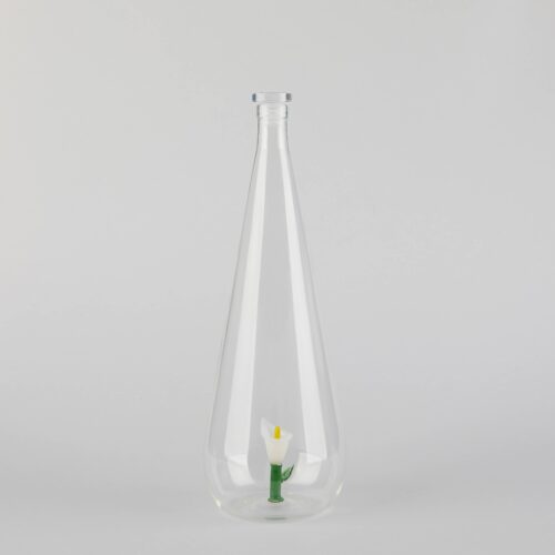 Bouteille en verre à fleur - Lys