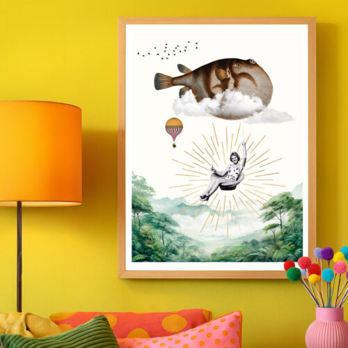 Affiche poisson montgolfière