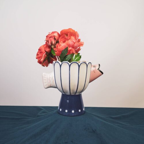 Cache pot poisson rayé