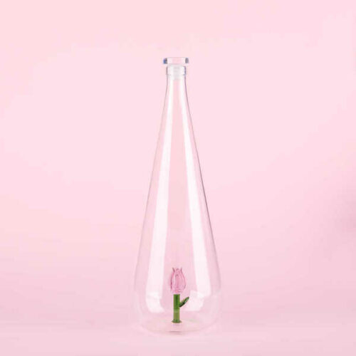 Bouteille en verre à fleur - Tulipe