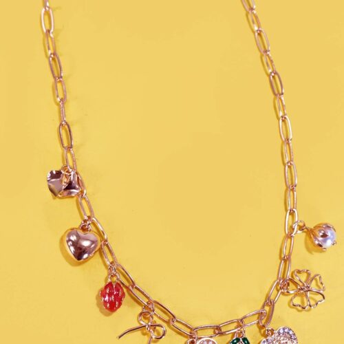 Collier breloque coeur cerise