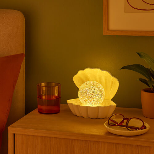 Lampe coquillage paillette blanche