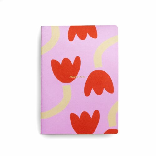 Carnet tulipe en tissus rose
