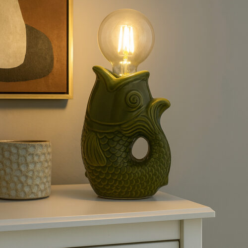 Lampe poisson LED kaki