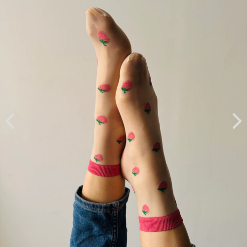 Chaussettes transparentes framboise