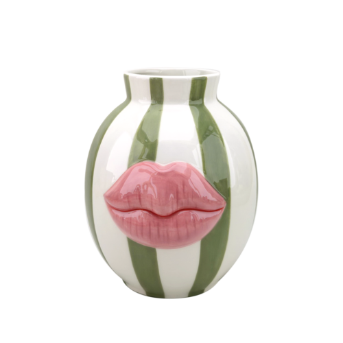 Vase bisou rayures vertes