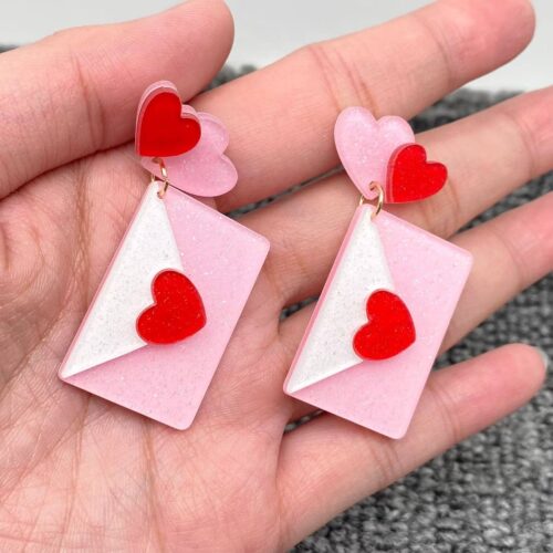Boucles d’oreilles enveloppe coeur