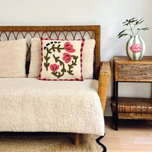 Vase bisou rayures vertes