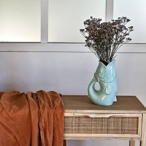 Vase poisson glouglou bleu