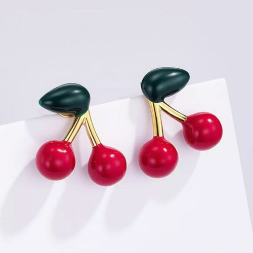 Boucle d'oreille cerise
