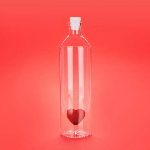 Bouteille en verre - Coeur rouge