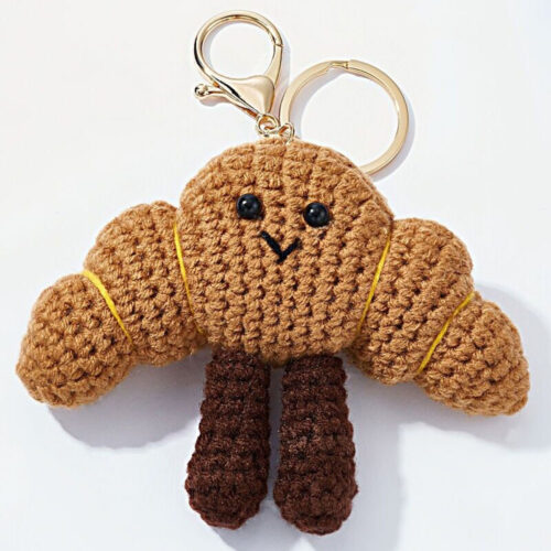 Grigri porte-clé croissant brun crochet