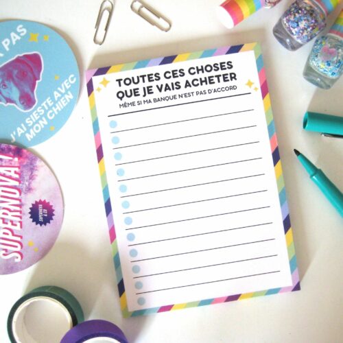 Carnet A6 - Toutes ces choses que je vais acheter 🌈