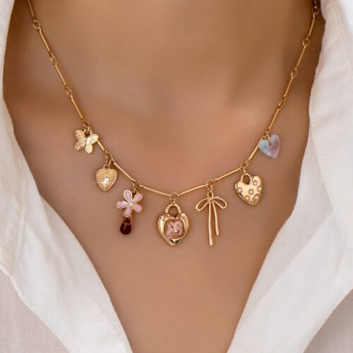 Collier breloque cadenas coeur