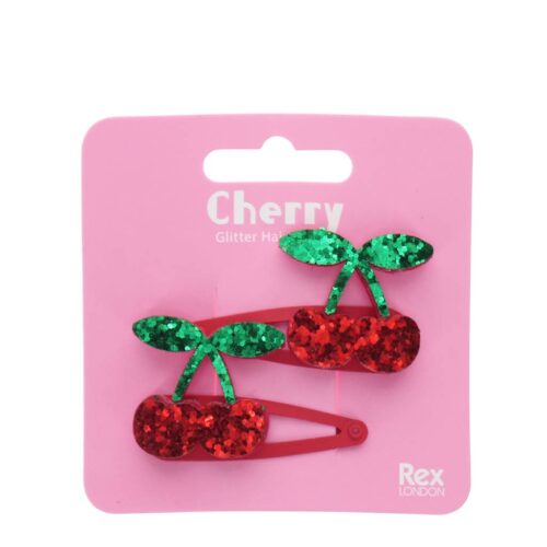 Barrettes à paillettes - Cerise
