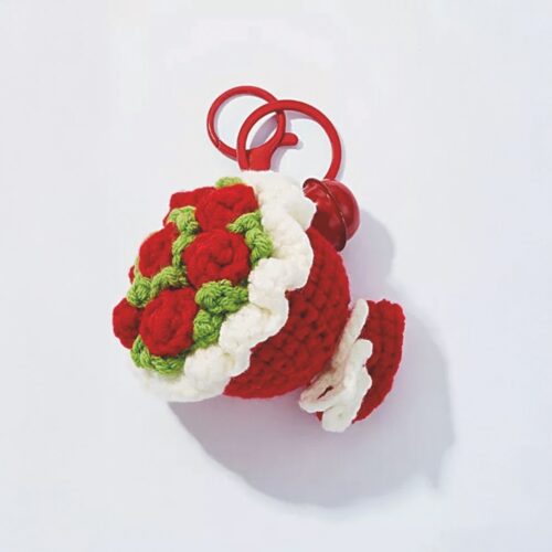 Grigri porte-clé bouquet de rose crochet