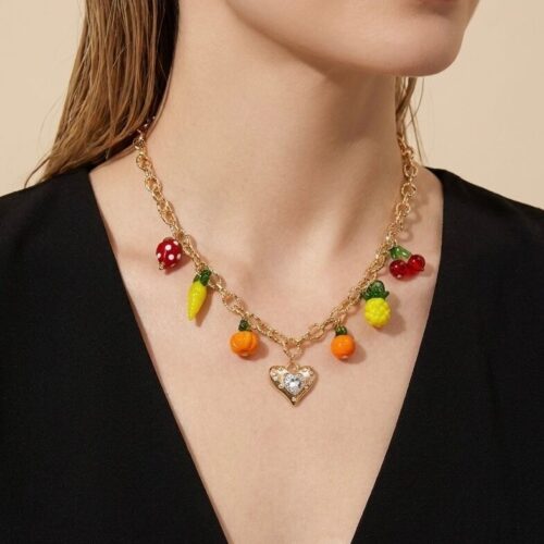 Collier breloque fruits & légumes