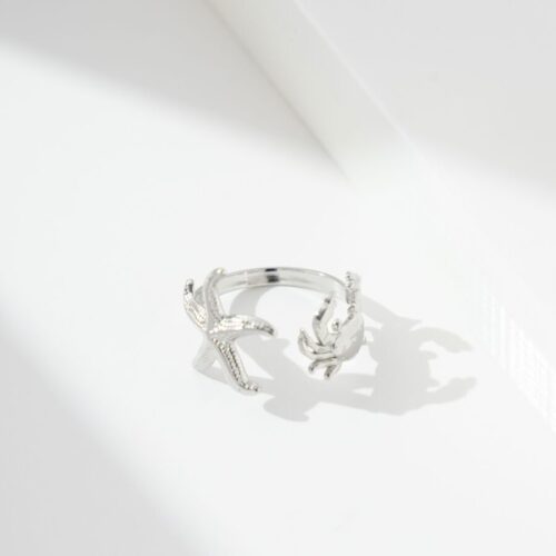 Bague étoile de mer & crabe argent