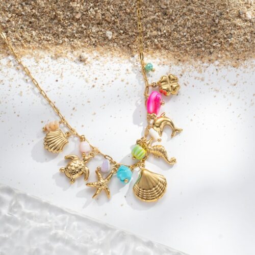 Collier breloque mer & hippocampe