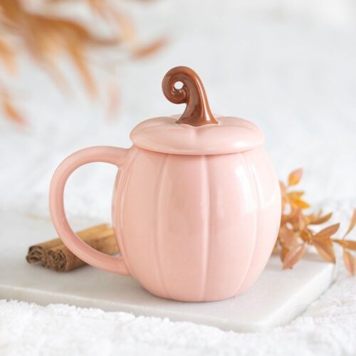 Mug citrouille rose avec couvercle